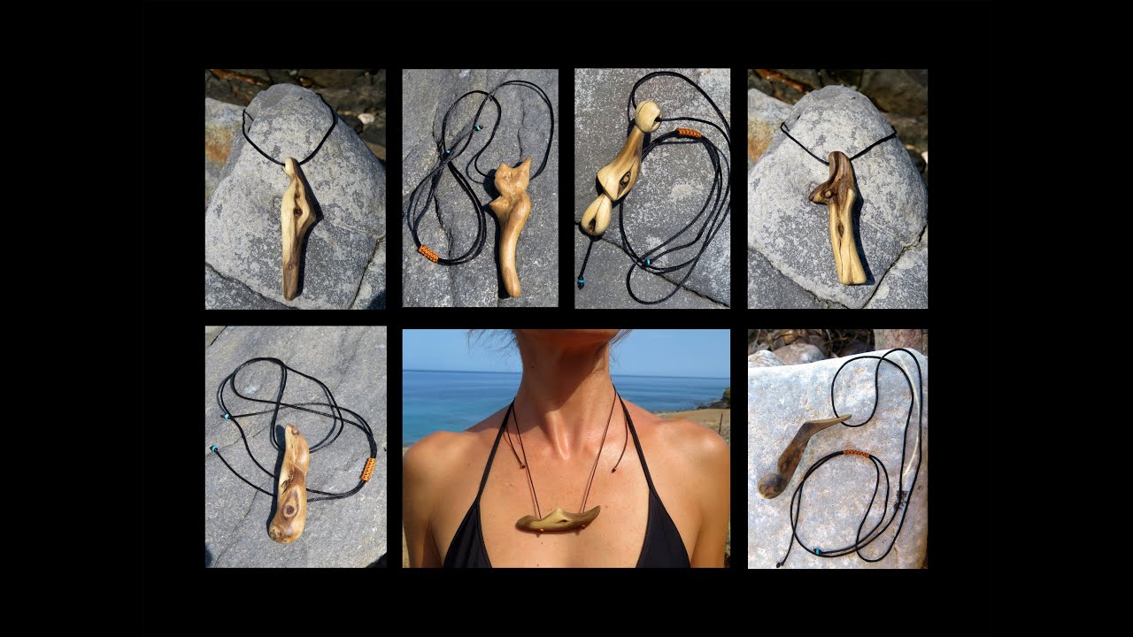 NECKLACES OF WOOD IN SIMPLE ABSTRACT FORMS