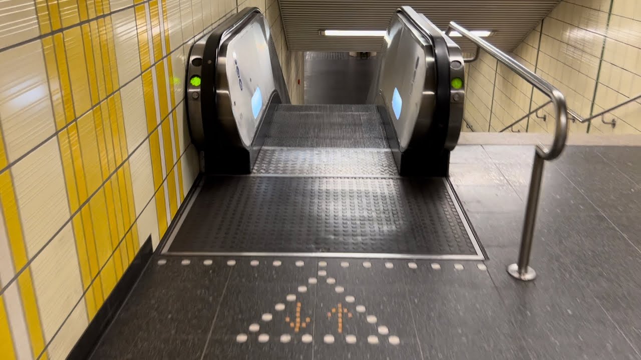 Dortmund, Germany. 3x Escalator ride at Markische Straße Stadtbahn Station (Exit 2).