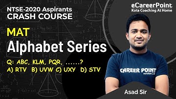 Alphabet Series | Crash Course | MAT | Class 9th & 10th | Asad Sir | Career Point-NTSE