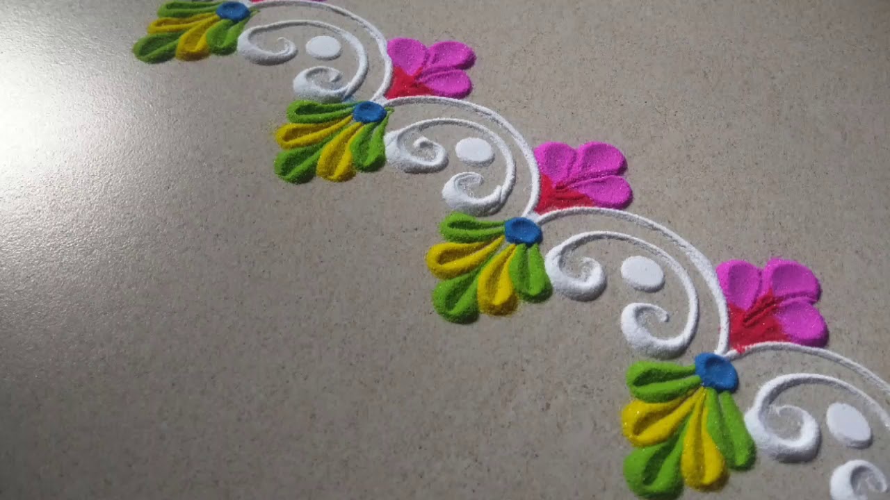 Quick and easy border rangoli design/door border rangoli YouTube
