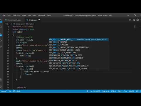 #C++ PROGRAM OF LINEAR SEARCH