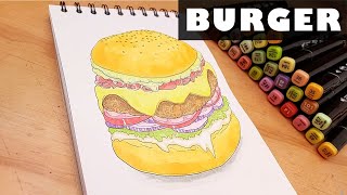 Cómo dibujar y pintar una deliciosa 🍔Hamburguesa🍔 con rotuladores by Papel & Lápiz Dibujos 2,285 views 6 months ago 7 minutes, 55 seconds