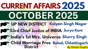 OCTOBER 2025 - CURRENT AFFAIRS 2025 - For All Competitive Exams - JKSSB/BANKING #bankingexam