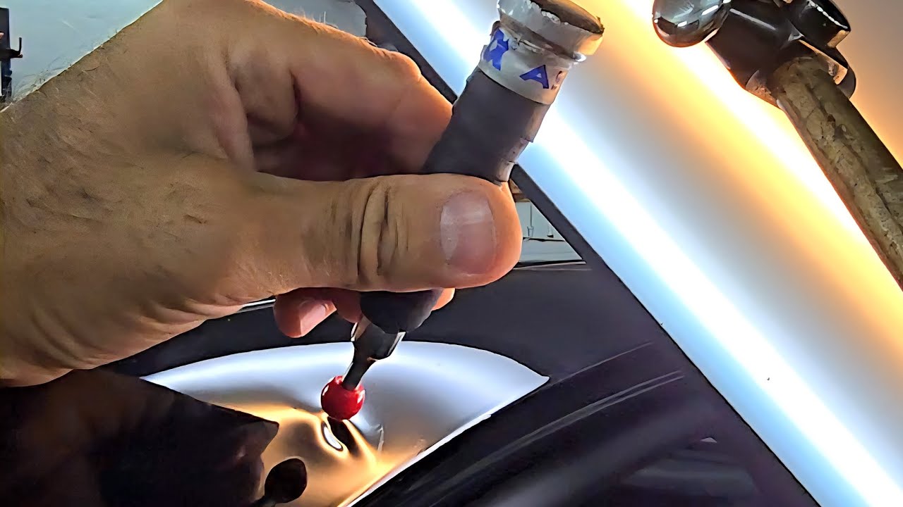 Удаление потянутых вмятин в закрытых зонах. #pdr #удалениевмятин #paintlessdentrepair #pdrобучение