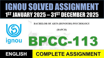 BPCC 113  Solved Assignment 2025-26 || bpcc-113 solved assignment in English || Jan 2025 to Dec 2025