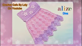 كروشيه فستان طفلة صيفي او بلوزة بأى مقاس |Crochet Cafe By Loly