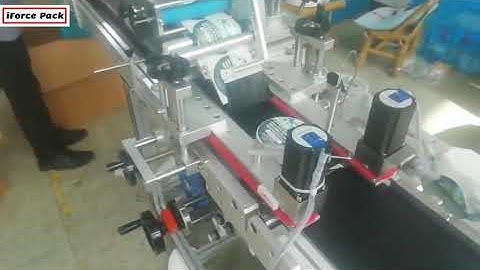 Automatic 2 labeling heads top bottom bottle jar double sides labeling machine labeling video