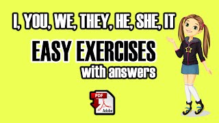 I, You, We, They, He, She, It - easy Exercises  PDF - Personal Pronouns - Easy English Lesson