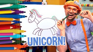 how to draw a unicorn draw with blippi arts and crafts for toddlers