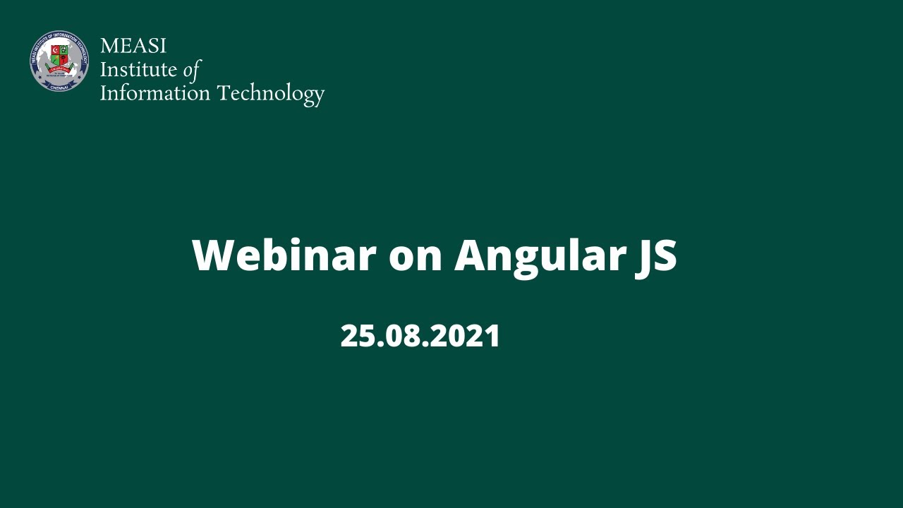Webinar on Angular JS - YouTube