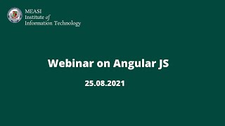 Webinar on Angular JS