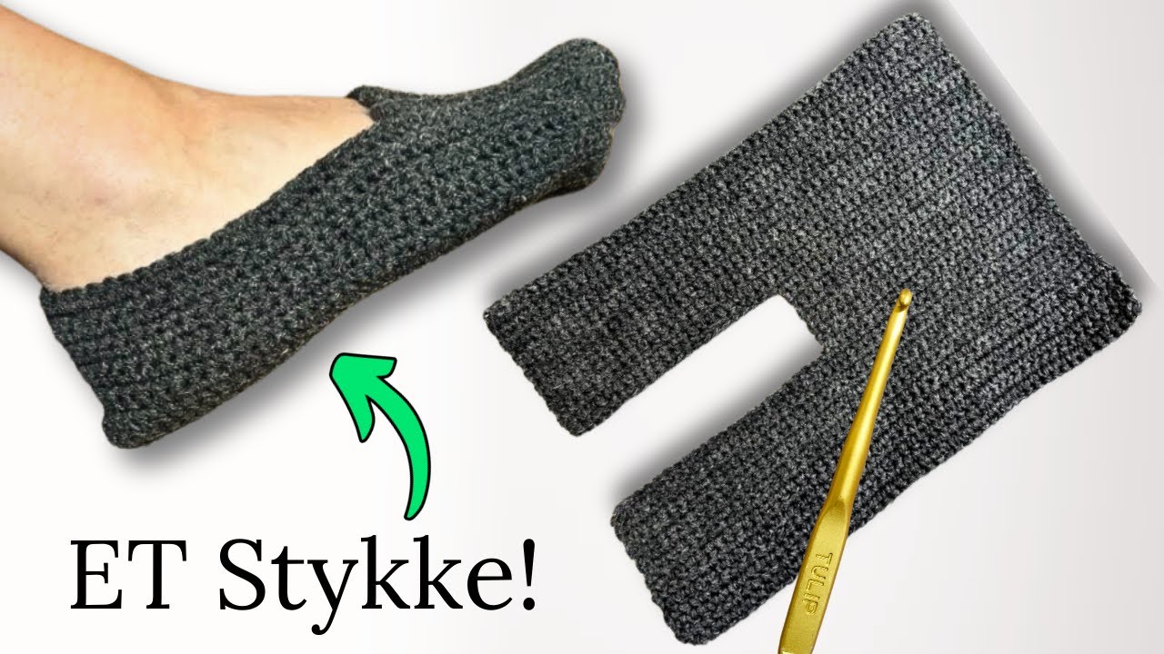 WAUW! Hæklede Hjemmesko af ET Stykke | Til Mænd | Lær at Hækle