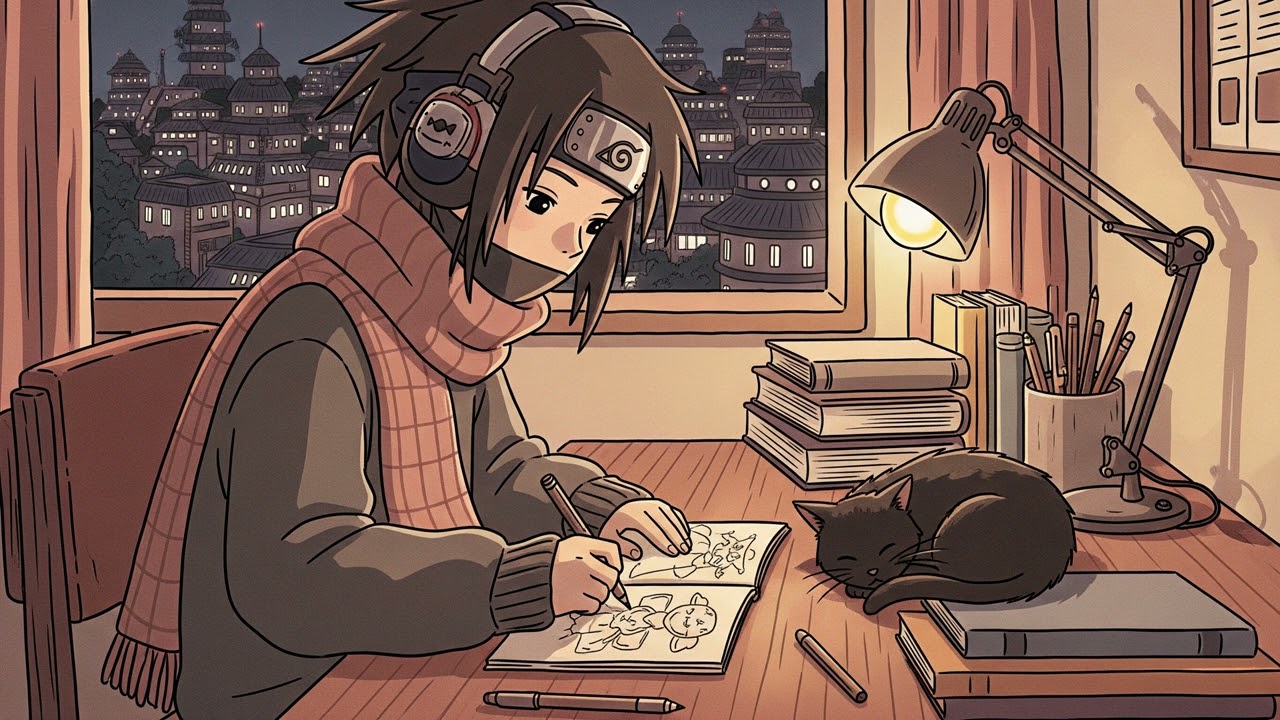 Midnight Rainy City Study - 🌙 - with mellow anime lo-fi vibes - 🎧 - Dreams stay cozy - ☕