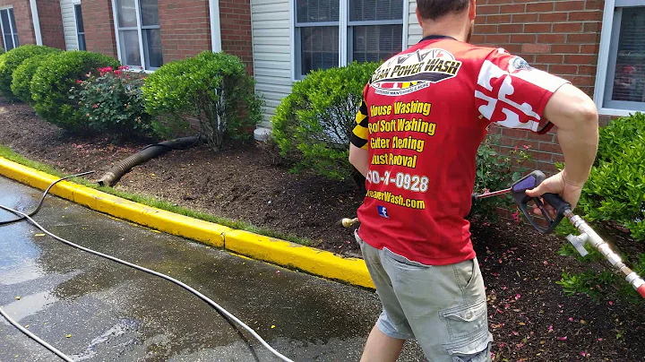 Striping curbs with a turbo nozzle.  8gpm 3500 psi...