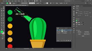 Cactus Pot How to Draw Flat Design Vector Art