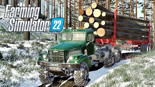 FS 22 - Длинные БРЁВНА. Дорога ЗАВАЛЕНА ёлками. Лесоруб в Глуши HOLMAKRA # 44