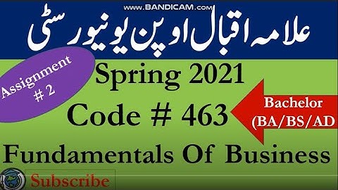 AIOU Code 463 Solved Asignment No.2 Spring 2021|Subject: Fundamentals of Business|Level: Bachelor/BA