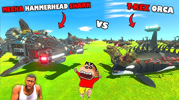 Upgrading NOOB ORCA into UNDEFEATED T-REX ORCA with SHINCHAN and CHOP in Animal Revolt Battle Sim