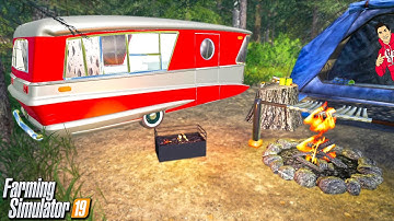 GOING RETRO CAMPING IN FS19 (FDR Logging Map) FARMING SIMULATOR 19