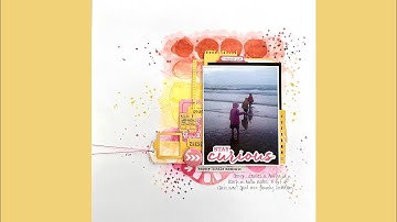 Scrapbook Process Video #11 - 49 & Market Spectrum Sherbet  + mixed media background & texture paste