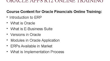 Online Training On Oracle Apps R12 Technical