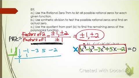 PreCalculus Lesson 2.5 Zeros of Polynomial Functions