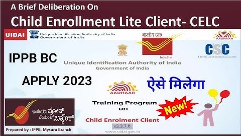 CSC ippb bc id registration start - ippb celc child aadhar I