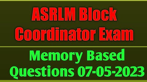 ASRLM BLOCK COORDINATOR EXAM PAPER ANALYSIS#ANSWER KEYS#MEMORY BASED QUESTIONS