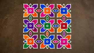 15-1 dots Simple Rangoli art design/Easy rangoli/muggulu designs/kolam designs/Sony rangoli designs.