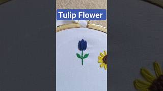Tulip Flower Embroidery Stitch #embroidery #youtubeshorts #shorts