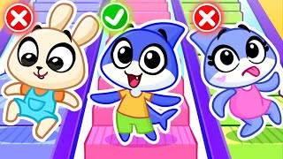 Up or Down? Rainbow Magic Stairs 🌈 Elevator and Escalator Safety Rules for Kids by Sharky&Sparky