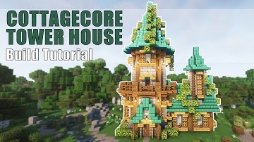 Minecraft Tower House | Cottagecore Fantasy Tower Build Tutorial