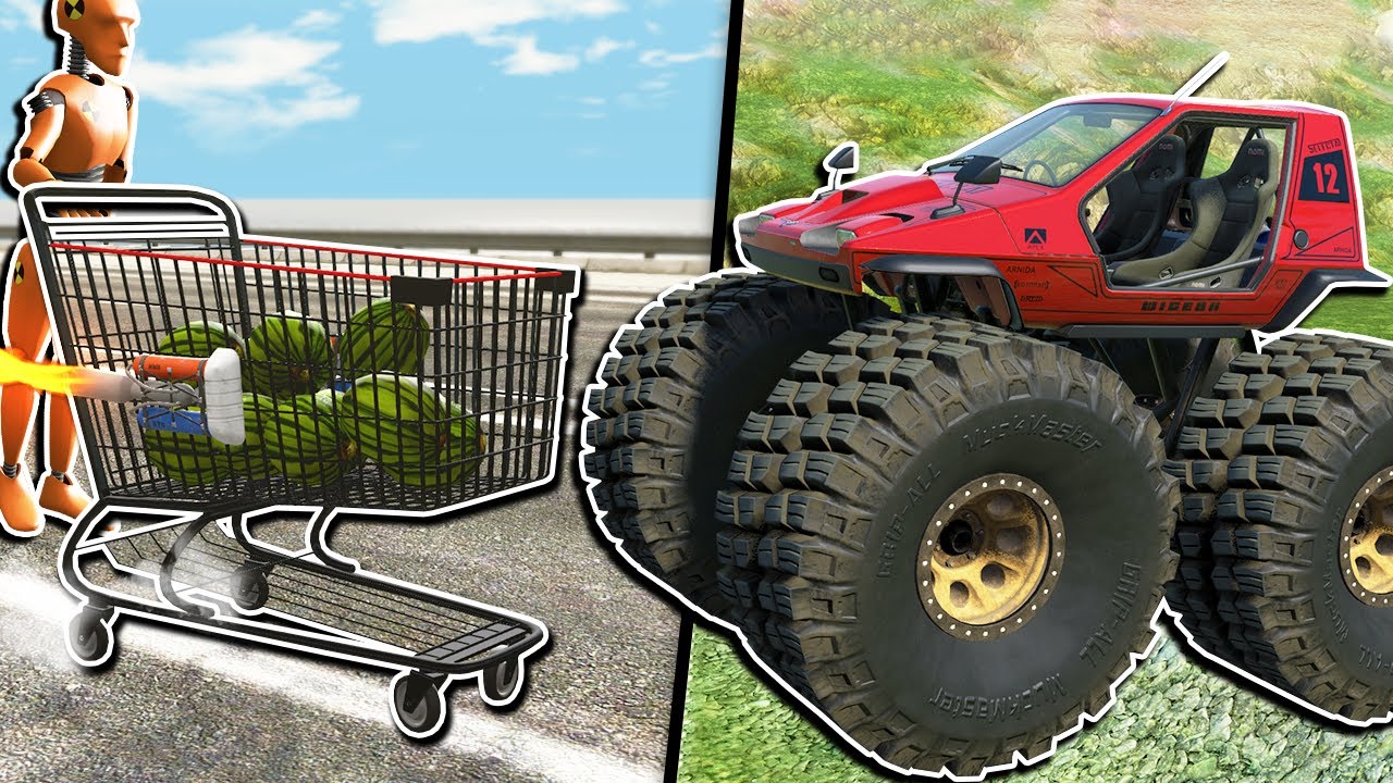 CARRINHO de SUPERMERCADO com JATO, MINI CARRO GIGANTE e +! BeamNG.drive Multiplayer