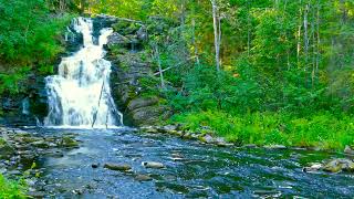 4k Yukankoski Waterfall flowing on River. Waterfall 4k, Nature Sounds, Water White Noise 10 hours.