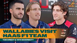 Tom Wright, Tate McDermott and Jack Doohan on Haas F1 team visit | Wallabies