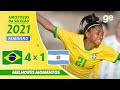 BRASIL 4 X 1 ARGENTINA l MELHORES MOMENTOS l AMISTOSOS FUTEBOL FEMININOS 2021 l ge.globo