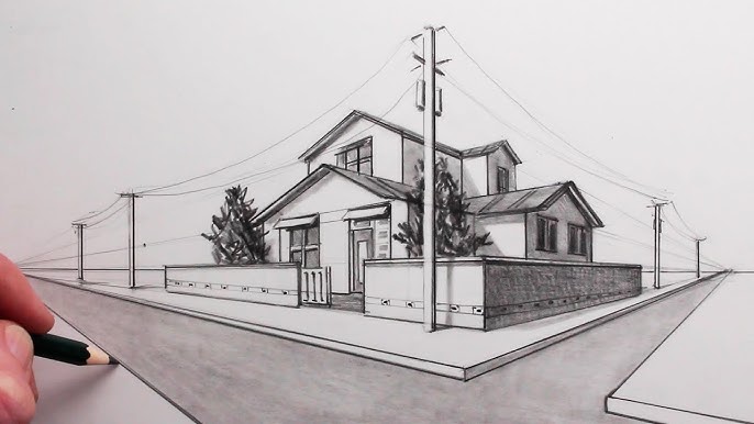 How to Draw a House using One-Point Perspective for Beginners