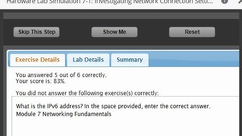 Hardware Lab Simulation 7-1: Investigating Network Connection Settings