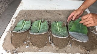 make a flower vase // from leaves // and cement
