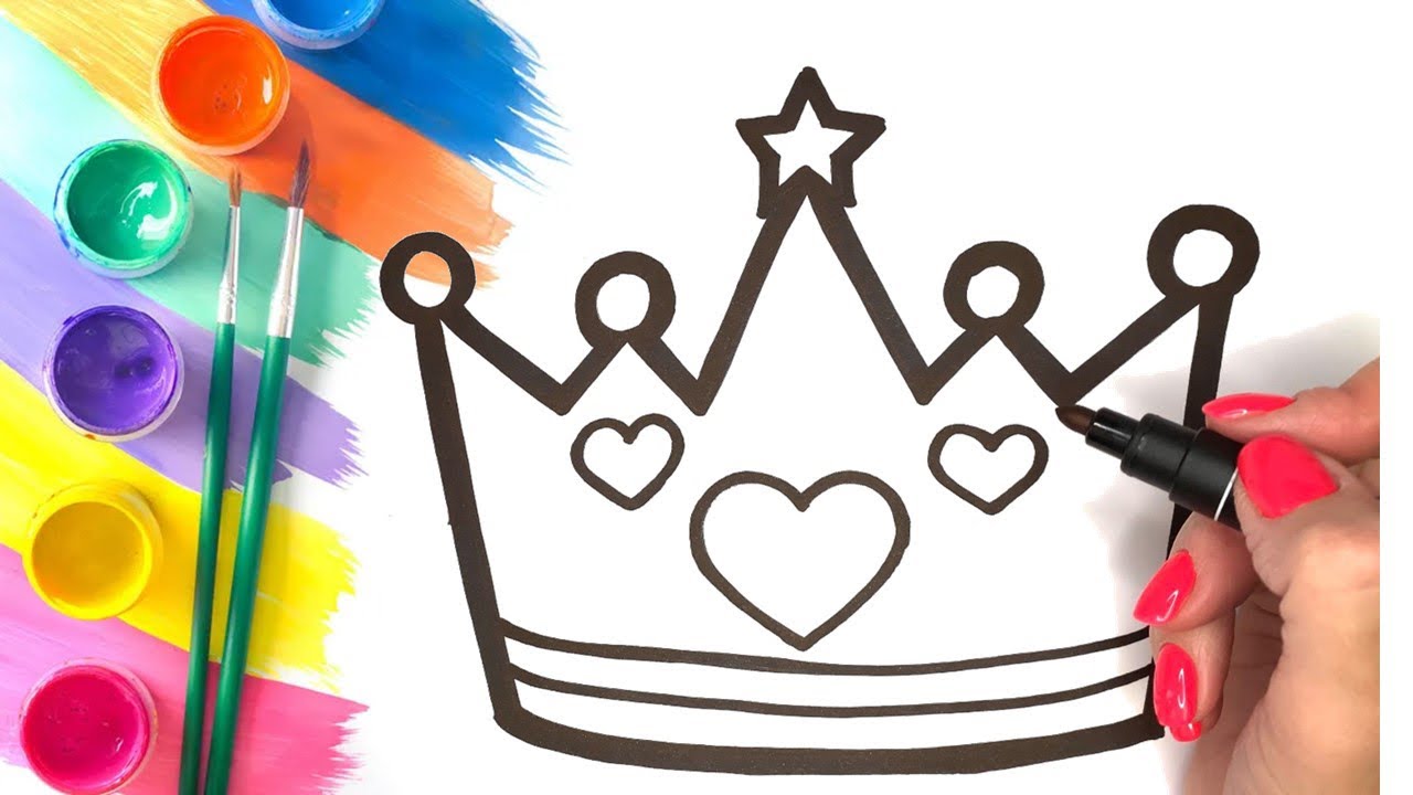 Drawing Coloring Crown 👑/ Menggambar Mewarnai Mahkota 👑/Desenho Colorir ...