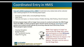 Coordinated Entry Update in HMIS Training Webinar