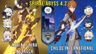 C0 Navia Wetrock and C0 Childe International - Genshin Impact Abyss 4.2 - Floor 12 9 Stars