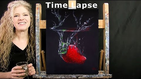 TIME LAPSE - Learn How to Paint "STRAWBERRY SPLASH" with Acrylic - Food Water Step by Step Tutorial