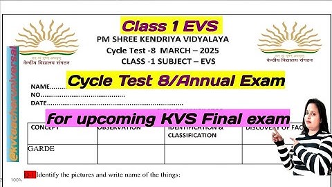 Class 1 EVS paper Kvs / Cycle Test 8 Class 1  paper/kendriya vidyalaya Class 1 paper new syllabus