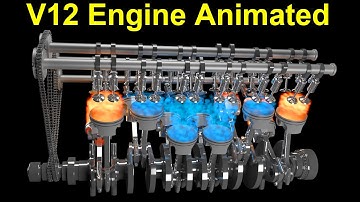 Animated V12 Engine Gasoline Ignition 3D Models