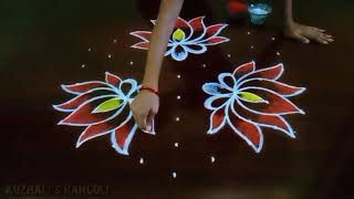 @kuzhalisrangoli | 9*5 dot kolam | Vinayagar chaturthi special Lotus Muggulu | easy rangoli |