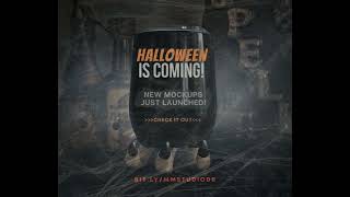 Black Wine Tumbler Mockup for Halloween Information