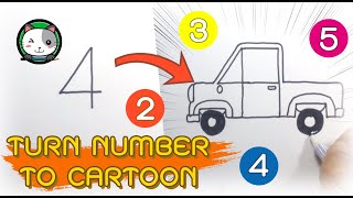 🔴 Drawing picture, How to turn Numbers 1-5 into the cartoon Car,Ship vehicles and Transport.