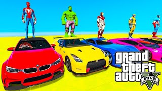 GTA V Mega Ramp On Super Cars, Bikes, Jets and Boats with Trevor and Friends Stunt Map Challenge