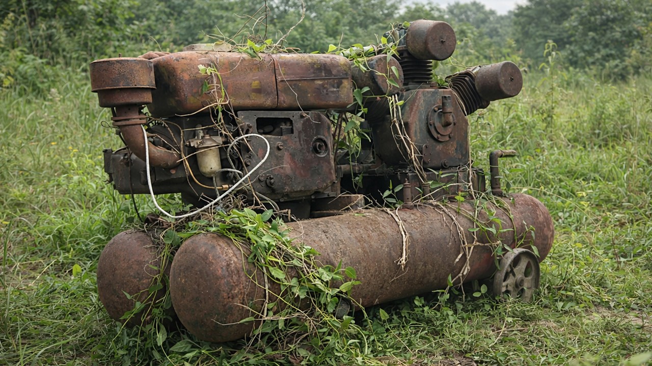 Master Mechanic Completely Restores Large Industrial Air Compressor System | Forgotten For 30 Years